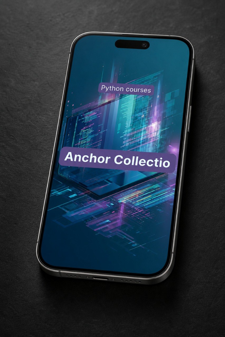 Smartphone displaying a Python courses app on a dark textured background