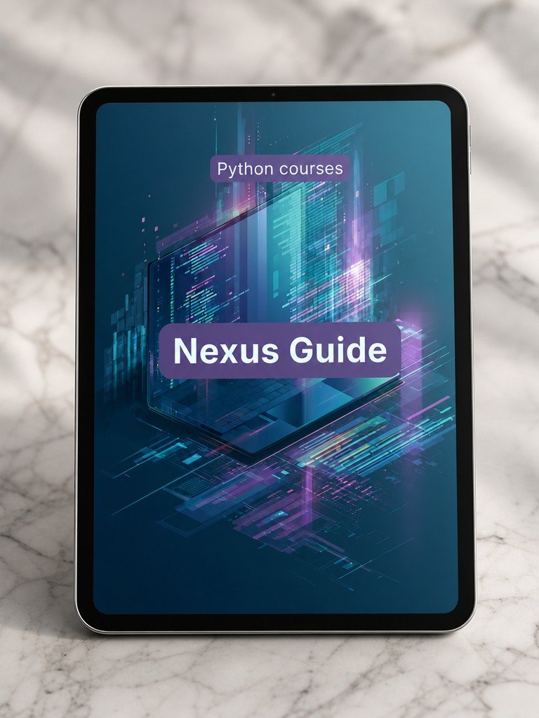 Tablet displaying a Nexus Guide for Python courses on a marble surface