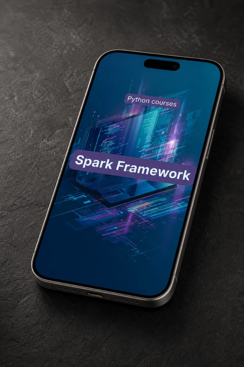 Phone displaying 'Spark Framework' on a dark surface