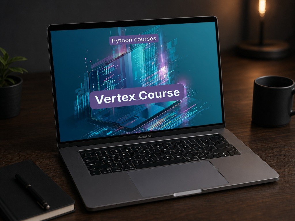 Laptop displaying "Vertex course" course